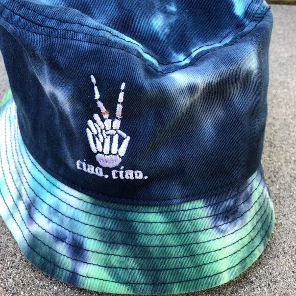 VTG SPORTSMAN Ciao Ciao Peace Bucket Hat Tie Dye 100% Cotton Cap Blue - Picture 6 of 6
